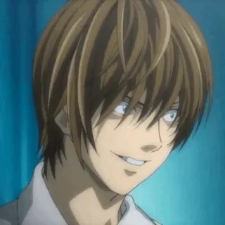 ⚖ Light Yagami Death Note Anime, Death Note, Light, Yagami, Sourire narquois, Maléfique telegram sticker