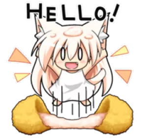 👋 HELLO! hello, cute, anime style, cat ears, greeting, friendly whatsapp sticker