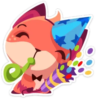 🎉 festa, celebrazione, volpe, animale, compleanno, divertimento telegram sticker