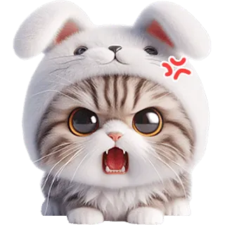 🤬 猫, 生气, 兔子, 动物, 可爱, 贴纸 telegram sticker