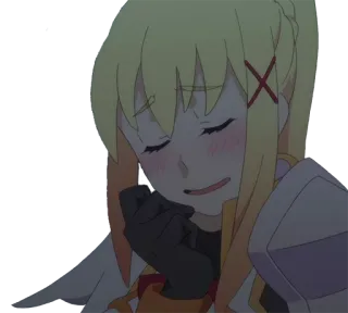 😚 Darkness KonoSuba อนิเมะ, ผู้หญิง, ผมบลอนด์, Konosuba, Darkness, ตัวละคร, นักสู้ telegram sticker