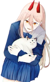 😈 Power Chainsaw Man anime, devil, horns, cat telegram sticker