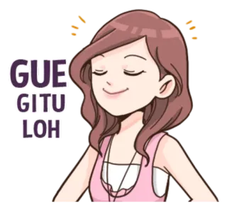 ☺️ GUE GITU LOH indonesisch, Zitat, Mädchen, Cartoon, Casual telegram sticker