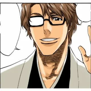 🧬 Aizen Sosuke Bleach 애니메이션, 만화, 아이젠, 안경, 캐릭터 telegram sticker