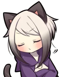 😒 chat, anime, fille, kawaii, mignon, autocollant whatsapp sticker