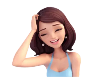 😄 dibujo animado, mujer, chica, sonrisa, feliz, retrato telegram sticker