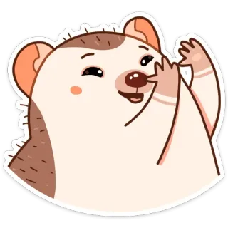 😀 เม่น, น่ารัก, สัตว์, การ์ตูน, มีความสุข, โบกมือ, เป็นมิตร telegram sticker