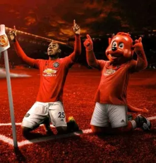 🙇 sport, calcio, manchester united, giocatore, mascotte, football americano telegram sticker