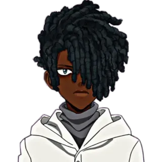 🦔 cartoon, anime, character, dreadlocks, hoodie, portrait whatsapp sticker