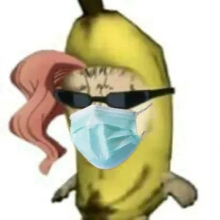 😷 plátano, fruta, gafas de sol, máscara, dibujos animados, divertido, peculiar telegram sticker