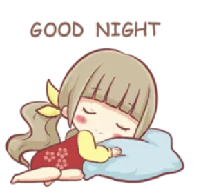 😌 GOOD NIGHT boa noite, dormindo, desenho animado, fofo, sonho, sonolento, menina telegram sticker
