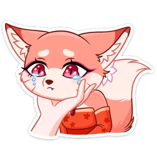 😢 лиса, плачет, грустный, аниме, милый, каваий, слезливый, персонаж telegram sticker