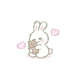 🐇 토끼, 테디베어, 귀여운, 카와이, 하트 telegram sticker