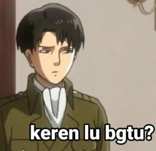 😒 Levi Ackerman Attack on Titan keren lu bgtu? anime, levi ackerman, attack on titan, meme, funny whatsapp sticker