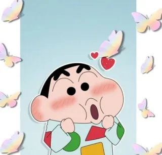 😍 Shin-chan Crayon Shin-chan เครยอนชินจัง, อนิเมะ, การ์ตูน, ชินจัง, ผีเสื้อ, น่ารัก telegram sticker