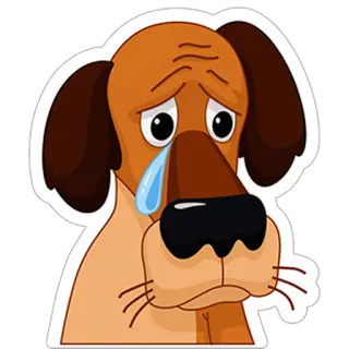 😢 หมา, เศร้า, ร้องไห้, สัตว์, สติกเกอร์ telegram sticker