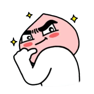 😌 pêssego, kakao friends, fofo, desenho animado, pensando telegram sticker