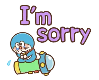🔵 Doraemon I'm sorry scusa, mi dispiace, Doraemon, cartone animato, triste, piangere whatsapp sticker