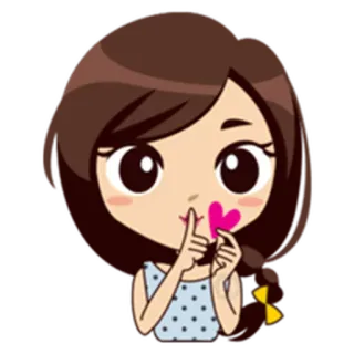 🙍 Cartoon, Mädchen, Herz, Süß, Pssst, Geheimnis telegram sticker