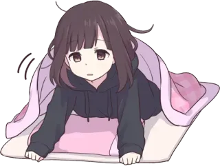 😪 动漫, 女孩, 可爱, 毯子, 卡哇伊, 室内 whatsapp sticker