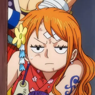 🍑 Nami One Piece 动漫, 女孩, 橙色头发, 卡通, 角色 telegram sticker