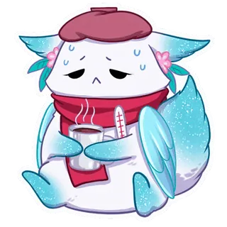 🤒 sick, ill, cute, kawaii, character, thermometer, cold telegram sticker