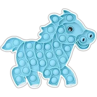 🐎 cavallo, pop it, giocattolo, animale, blu, fidget toy, antistress whatsapp sticker