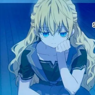 👑 Animé, Dessin animé, Fille, Blonde, Illustration telegram sticker