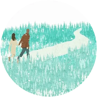 ❤ paar, winter, wald, schnee, pfad, wandern, natur, romantisch whatsapp sticker
