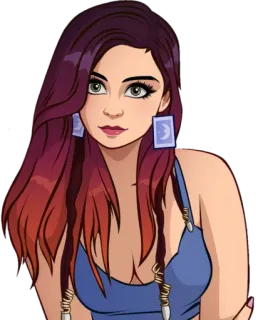 😒 mujer, dibujos animados, femenina, chica, pelo, retrato telegram sticker