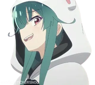🐾 Anime, Dibujos animados, Lindo, Chica, Sudadera con capucha whatsapp sticker