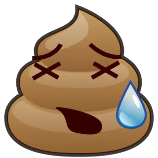 😵 какашка, эмодзи, мертвый, грустный, мультфильм whatsapp sticker