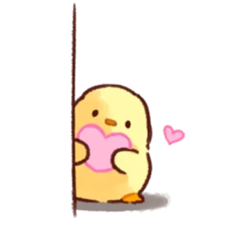 💛 น่ารัก, นก, หัวใจ, ความรัก, ลูกเจี๊ยบ, คาวาอิ telegram sticker