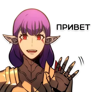 👋 ПРИВЕТ anime, elf, wave, greeting, fantasy telegram sticker