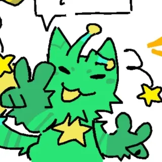 ❇️ Kreskówka, Postać, Naklejka, Obcy, Zielony, Gwiazdy, Słodkie telegram sticker