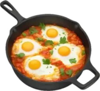 🤩 Essen, Eier, Bratpfanne, Shakshuka, Kochen, Frühstück, Küche, Gericht telegram sticker
