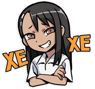 😏 XE XE Аниме, Персонаж, Ухмылка, Озорной, Мультфильм telegram sticker