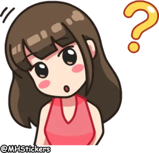 🤔 cartoon, woman, question, thinking, sticker, cute, illustration telegram sticker