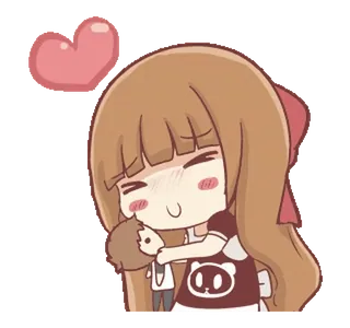 🍞 Аниме, Девушка, Объятия, Любовь, Сердце, Мультфильм, Милый telegram sticker