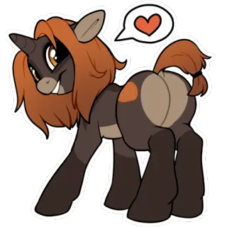 ❤️ Poney, Dessin animé, Animal, Mignon, Coeur, Amour, Sticker telegram sticker