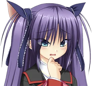 🤔 gadis anime, telinga kucing, rambut ungu, tersipu, khawatir, imut whatsapp sticker