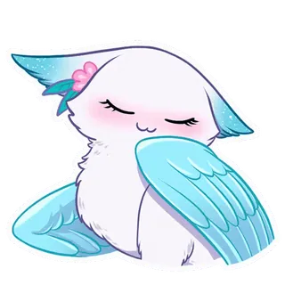 ☺️ cute, animal, cartoon, kawaii, sticker, fluffy, wings, pink flower telegram sticker
