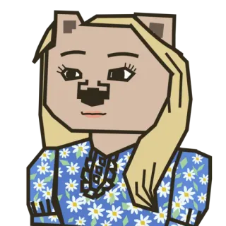 👱‍♀️ urso, mulher, desenho animado, margaridas, antropomórfico whatsapp sticker