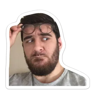 🙄 homme, lunettes, barbe, portrait, personne, autocollant whatsapp sticker