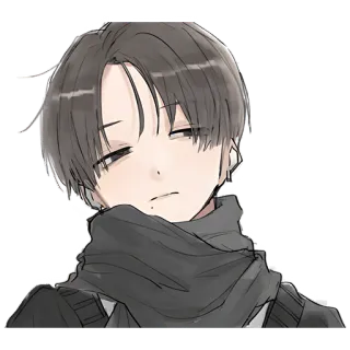 😐 Anime, Menino, Expressão neutra, Cachecol telegram sticker