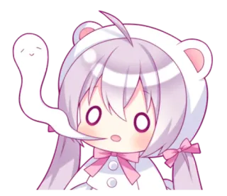 💭 Аниме, Милый, Призрак, Персонаж, Наклейка whatsapp sticker