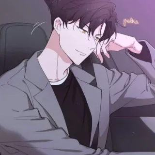 🐈‍⬛ homme, veste, anime, dessin animé, portrait, personnage whatsapp sticker