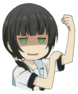 😙 Anime, Ragazza, Pugno, Determinazione, Espressione telegram sticker