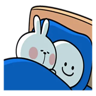 😴 cartoon, cute, rabbit, sleeping, bed, blanket telegram sticker