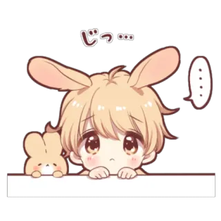 😊 じっ น่ารัก, อนิเมะ, กระต่าย, กระต่าย, คาวาอิ, สติกเกอร์, การ์ตูน whatsapp sticker